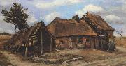 Vincent Van Gogh Cottage with Decrepit Barn and Stooping Woman (nn04) oil painting